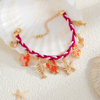 Thumbnail for Boho Enamel Crab Lobster Starfish Charm Braided String Bracelet - ArtGalleryZen