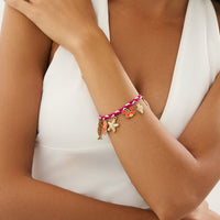 Thumbnail for Boho Enamel Crab Lobster Starfish Charm Braided String Bracelet - ArtGalleryZen
