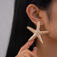 Thumbnail for Boho Gold Silver Plated Chunky Starfish Earrings - ArtGalleryZen