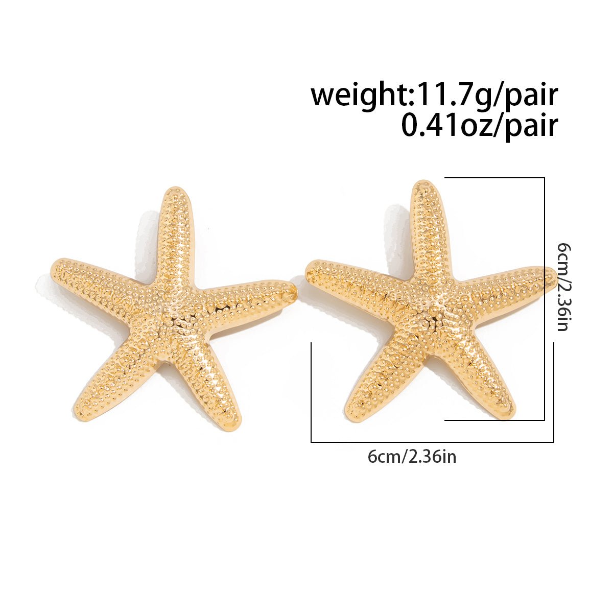 Boho Gold Silver Plated Chunky Starfish Earrings - ArtGalleryZen