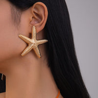 Thumbnail for Boho Gold Silver Plated Chunky Starfish Earrings - ArtGalleryZen