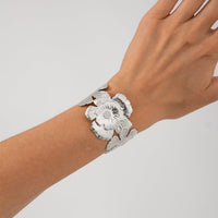 Thumbnail for Boho Gold Silver Tone Chunky Flower Bangle Bracelet - ArtGalleryZen