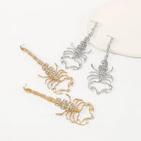 Thumbnail for Boho Gold Silver Tone CZ Inlaid Scorpion Dangle Earrings - ArtGalleryZen