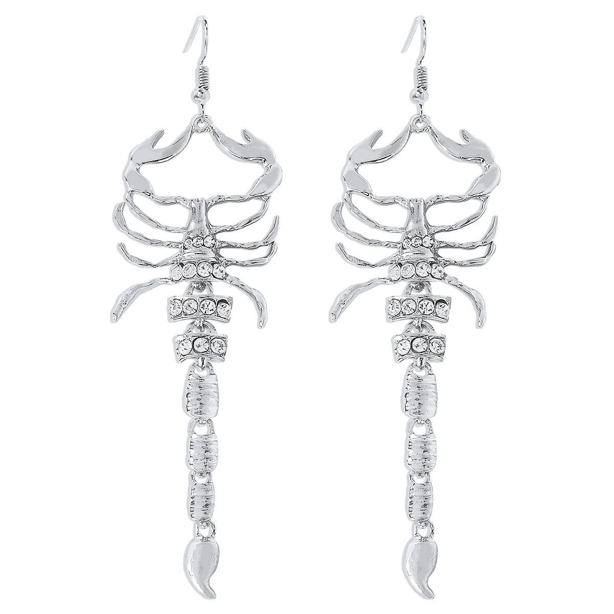 Boho Gold Silver Tone Rhinestone Inlaid Scorpion Earrings - ArtGalleryZen