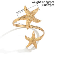 Thumbnail for Boho Gold Silver Tone Textured Starfish Arm Cuff - ArtGalleryZen