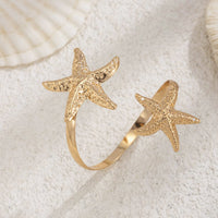 Thumbnail for Boho Gold Silver Tone Textured Starfish Arm Cuff - ArtGalleryZen