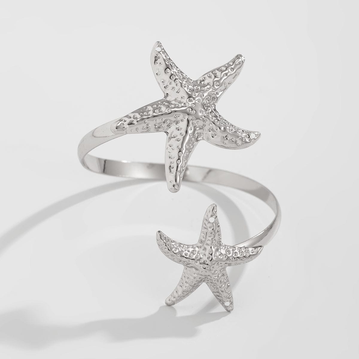 Boho Gold Silver Tone Textured Starfish Arm Cuff - ArtGalleryZen