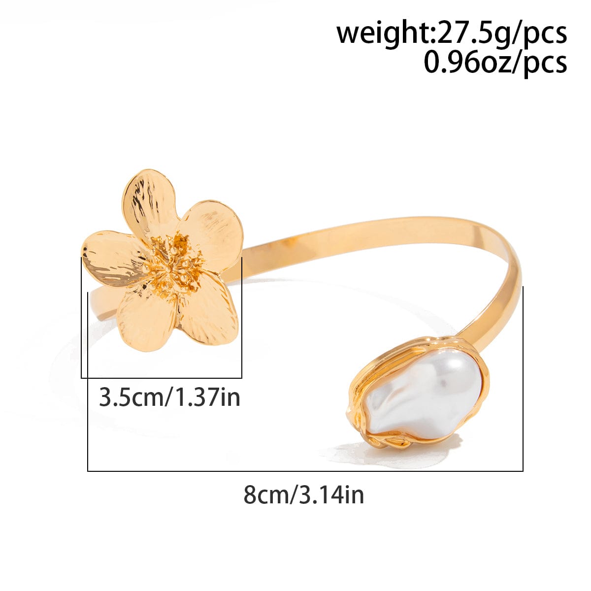 Boho Irregular Pearl Flower Arm Cuff - ArtGalleryZen