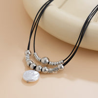 Thumbnail for Boho Irregular Pearl Pendant Wax Cord String Necklace - ArtGalleryZen