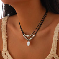 Thumbnail for Boho Irregular Pearl Pendant Wax Cord String Necklace - ArtGalleryZen
