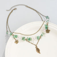 Thumbnail for Boho Layered Butterfly Feather Pendant Turquoise Stone Chain Necklace - ArtGalleryZen