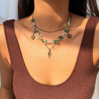 Thumbnail for Boho Layered Butterfly Feather Pendant Turquoise Stone Chain Necklace - ArtGalleryZen