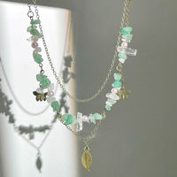 Thumbnail for Boho Layered Butterfly Feather Pendant Turquoise Stone Chain Necklace - ArtGalleryZen