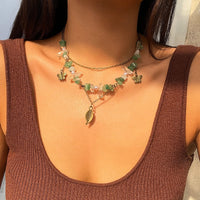 Thumbnail for Boho Layered Butterfly Feather Pendant Turquoise Stone Chain Necklace - ArtGalleryZen