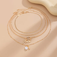 Thumbnail for Boho Layered Butterfly Pearl Pendant Snake Chain Choker Necklace Set - ArtGalleryZen