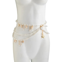 Thumbnail for Boho Layered Conch Starfish Pendant Pearl Waist Chain Body Chain Bra - ArtGalleryZen