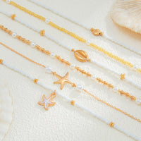 Thumbnail for Boho Layered Enamel Starfish Conch Shell Charm Seed Beaded Necklace Set - ArtGalleryZen