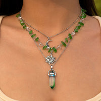 Thumbnail for Boho Layered Healing Crystal Sun Moon Pendant Turquoise Stone Necklace Set - ArtGalleryZen