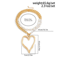 Thumbnail for Boho Layered Heart Pendant Irregular Pearl Curb Chain Choker Necklace Set - ArtGalleryZen
