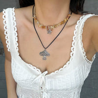 Thumbnail for Boho Layered Mushroom Star Pendant Turquoise Stone Chain Necklace Set - ArtGalleryZen