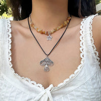 Thumbnail for Boho Layered Mushroom Star Pendant Turquoise Stone Chain Necklace Set - ArtGalleryZen