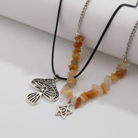 Thumbnail for Boho Layered Mushroom Star Pendant Turquoise Stone Chain Necklace Set - ArtGalleryZen