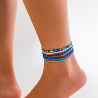 Thumbnail for Boho Layered Ocean Style Crystal Beaded Stackable Anklet Set - ArtGalleryZen