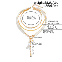 Thumbnail for Boho Layered Pearl Tassel Herringbone Cable Chain Y Necklace - ArtGalleryZen