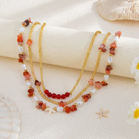 Thumbnail for Boho Layered Pearl Turquoise Stone Seed Beaded Necklace Set - ArtGalleryZen
