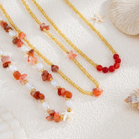 Thumbnail for Boho Layered Pearl Turquoise Stone Seed Beaded Necklace Set - ArtGalleryZen