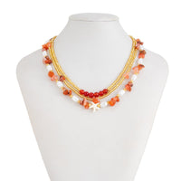 Thumbnail for Boho Layered Pearl Turquoise Stone Seed Beaded Necklace Set - ArtGalleryZen