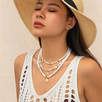 Thumbnail for Boho Layered Shell Starfish Mermaid Pendant Pearl Seed Bead Necklace Set - ArtGalleryZen