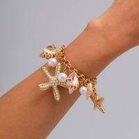 Thumbnail for Boho Layered Starfish Pearl Natural Conch Charm Necklace Bracelet - ArtGalleryZen
