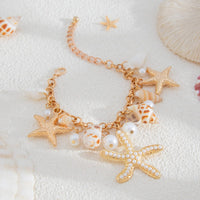 Thumbnail for Boho Layered Starfish Pearl Natural Conch Charm Necklace Bracelet - ArtGalleryZen