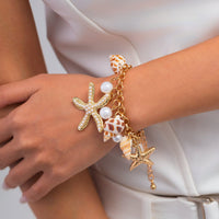 Thumbnail for Boho Layered Starfish Pearl Natural Conch Charm Necklace Bracelet - ArtGalleryZen