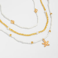 Thumbnail for Boho Layered Starfish Pendant Seed Beaded Waist Chain Set - ArtGalleryZen