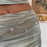 Thumbnail for Boho Layered Sun Moon Star Crystal Stone Tassel Waist Chain - ArtGalleryZen