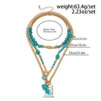Thumbnail for Boho Layered Toggle Clasp Turquoise Pendant Cable Chain Necklace Set - ArtGalleryZen