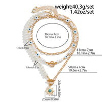 Thumbnail for Boho Layered Toggle Clasp Turquoise Sun Pendant Evil Eye Pearl Chain Necklace Set - ArtGalleryZen