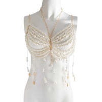 Thumbnail for Boho Metallic Feather Tassel Pearl Beaded Lingerie Halter Top Backless Bra - ArtGalleryZen