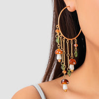 Thumbnail for Boho Mushroom Tassel Dangle Hoop Earrings - ArtGalleryZen