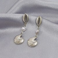Thumbnail for Boho Pearl Charm Metallic Conch Shell Earrings - ArtGalleryZen