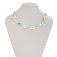 Thumbnail for Boho Pearl Crystal Beaded Conch Turtle Necklace - ArtGalleryZen