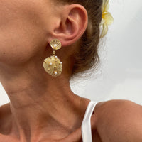 Thumbnail for Boho Pearl Inlaid Shell Dangle Earrings - ArtGalleryZen