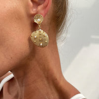 Thumbnail for Boho Pearl Inlaid Shell Dangle Earrings - ArtGalleryZen