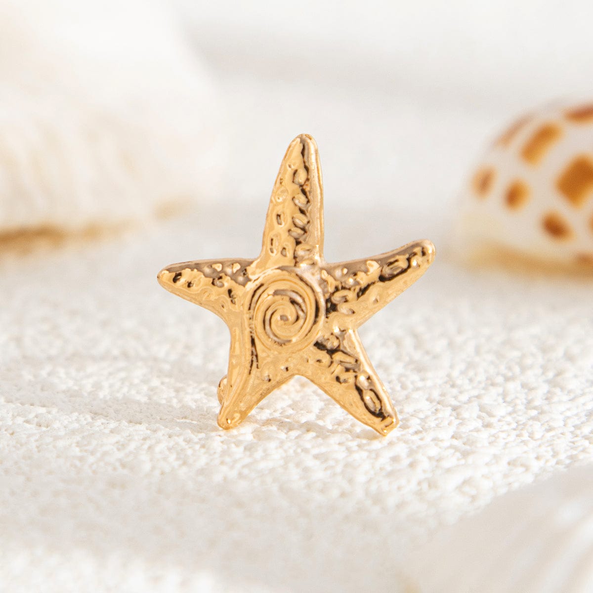 Boho Relief Spiral Starfish Ear Cuff Earring - ArtGalleryZen
