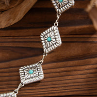 Thumbnail for Boho Silver Plated Turquoise Inlaid Square Waist Chain - ArtGalleryZen