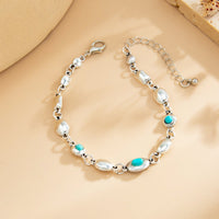 Thumbnail for Boho Silver Tone Turquoise Inlaid Necklace Bracelet - ArtGalleryZen