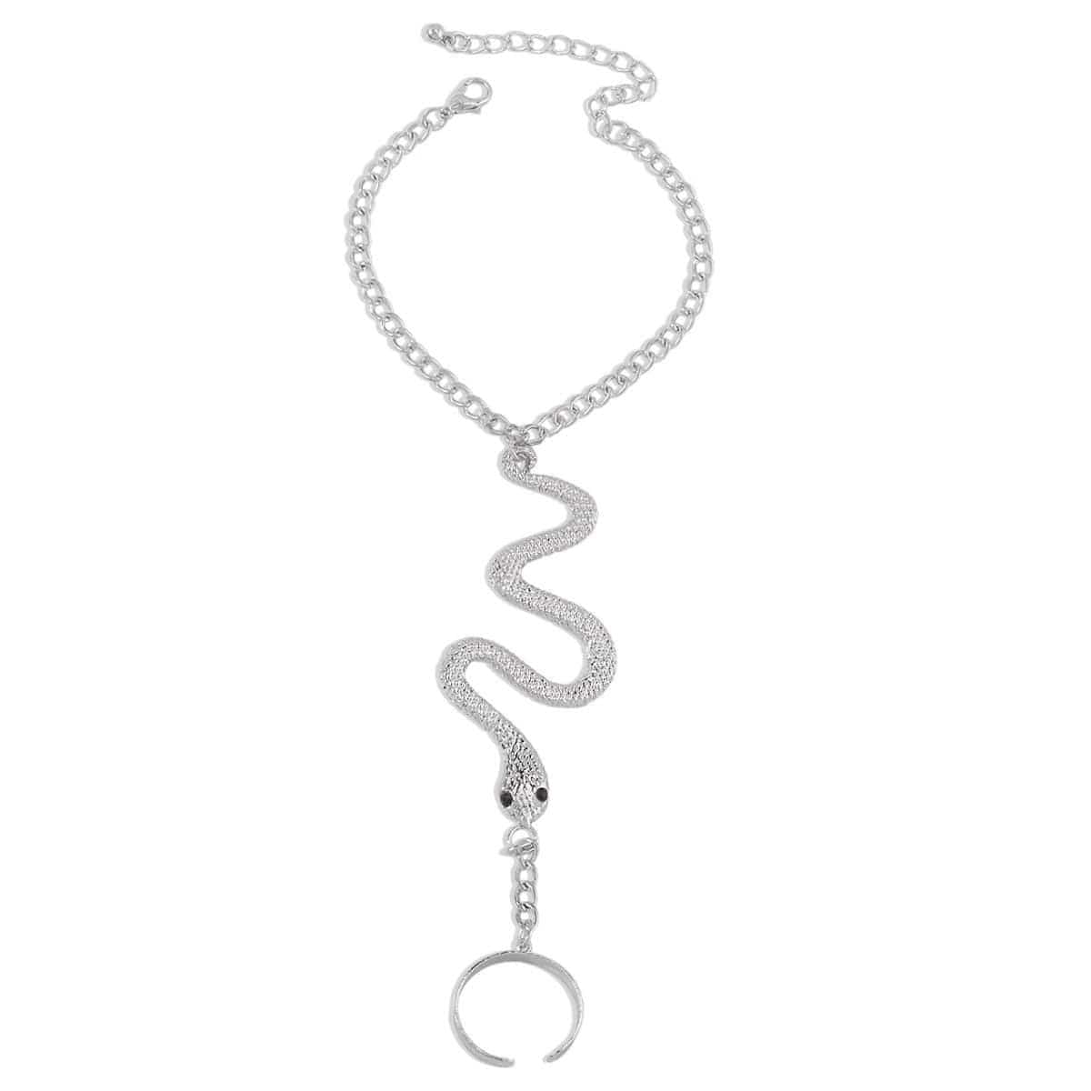 Boho Snake Finger Ring Chain Bracelet - ArtGalleryZen