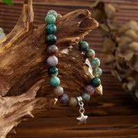 Thumbnail for Boho Star Pendant Chalcedony Beaded Bracelet - ArtGalleryZen